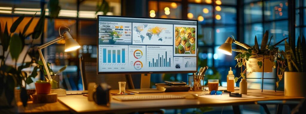a meticulously arranged office workspace features a sleek wooden table displaying a vibrant and vibrant infographic comparing various natural pest control methods, illuminated by soft, warm lighting that enhances the clarity and texture of the materials.