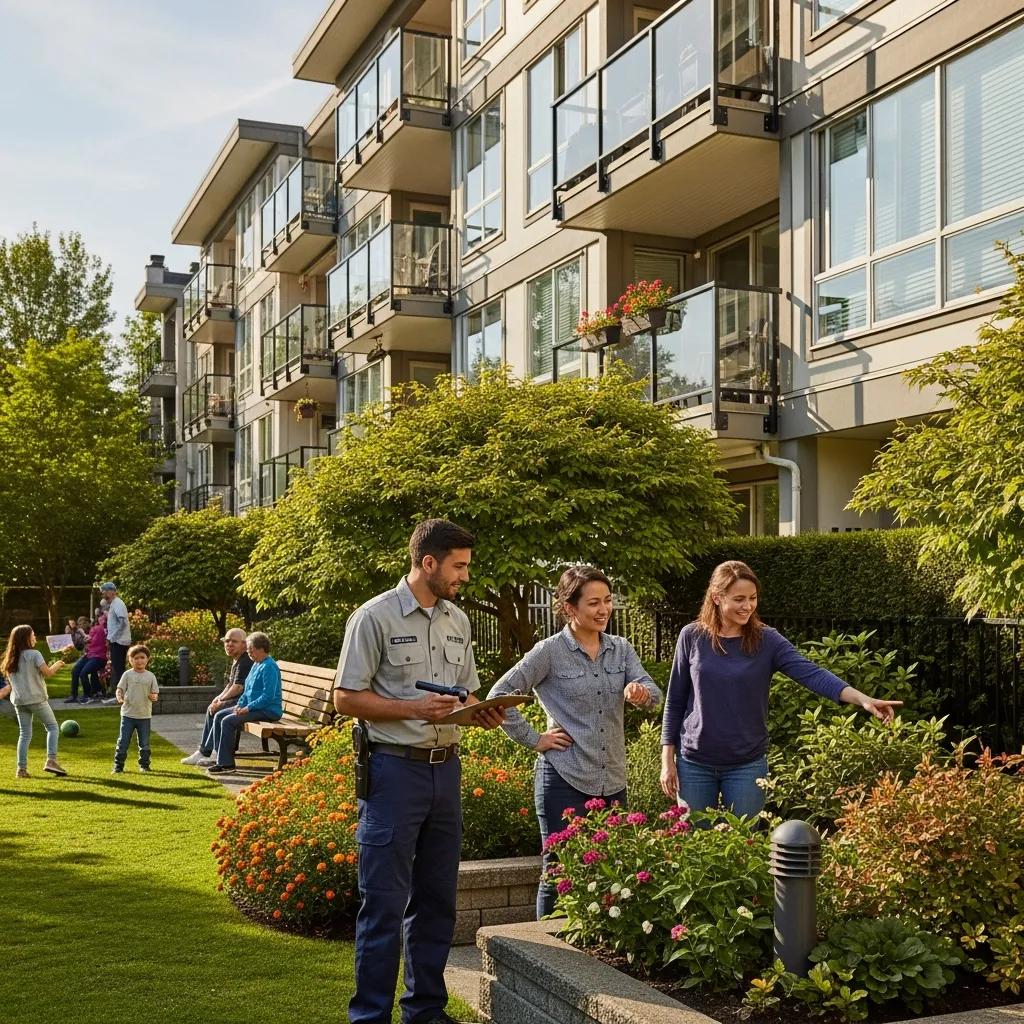 Vancouver multi-unit residential building with pest control professional ensuring a pest-free environment